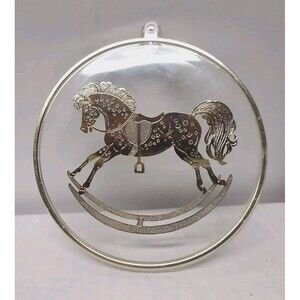 Vtg Hallmark 1984 Etched Golden Rocking Horse Classic Ornament Collectible Gift